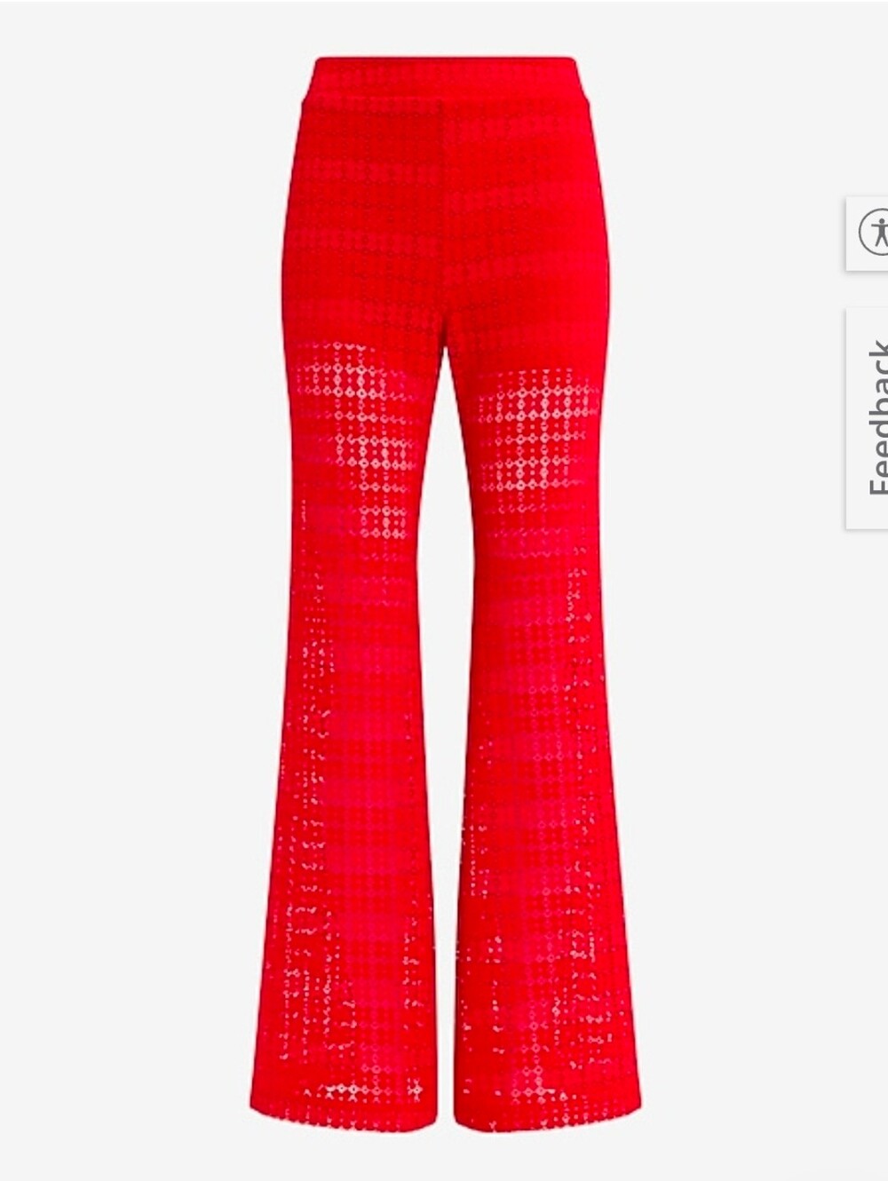 ❤️ NWOT! EXPRESS RED LACE HIGH WAIST LACE FLARE PANTS, 2 (26) - Picture 3 of 15